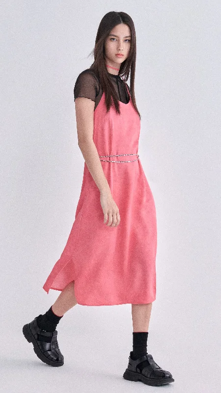 Vacation linen dresses-Silk Dress With Belt