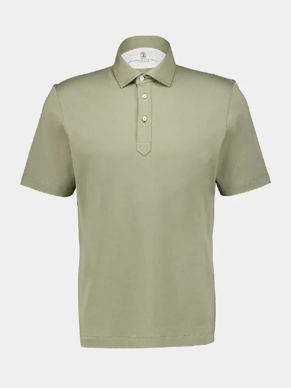 Women's clothing statement-Olive Green Cotton Polo