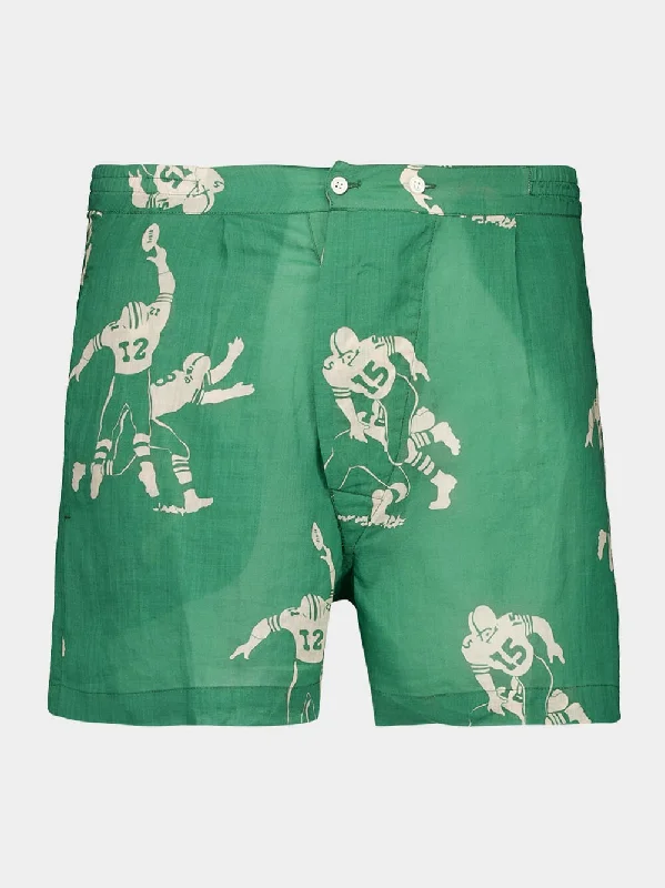 Women's clothing holiday party-Green Football Silhouette Boxer