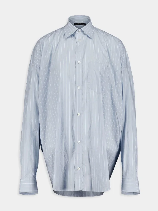 Women's clothing indulgence-Pinstripe Cotton Cocoon Shirt