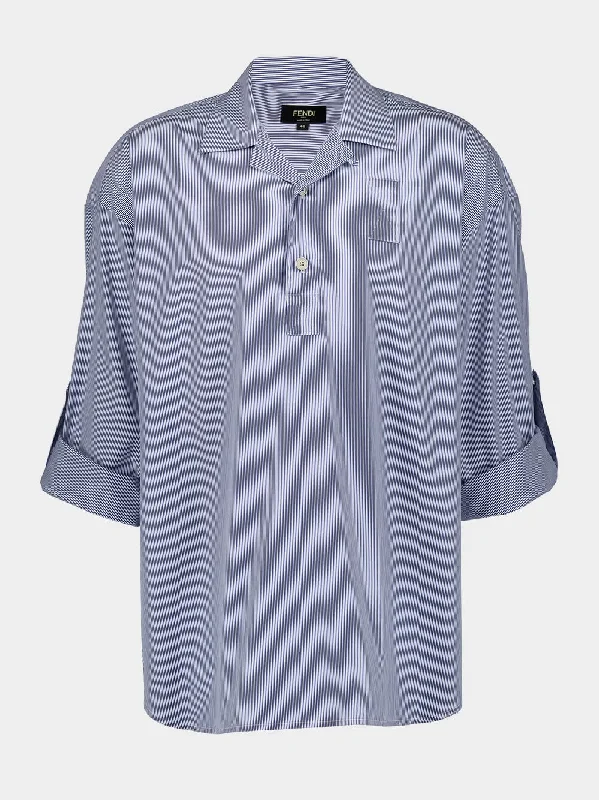 Women's clothing boho vibes-Light Blue Striped Shirt