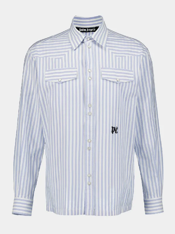 Women's clothing concert wear-Striped Monogram Shirt