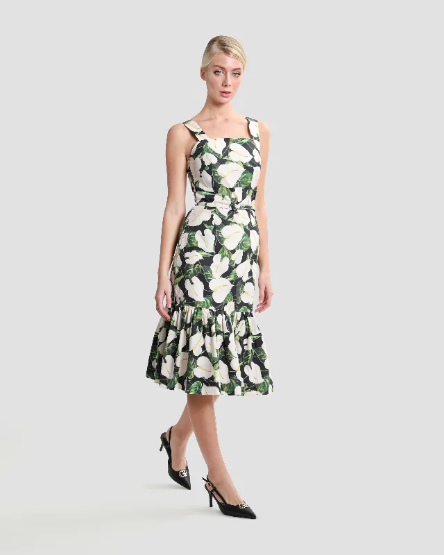 Romantic floral dresses-Floral-Tiered Midi Dress