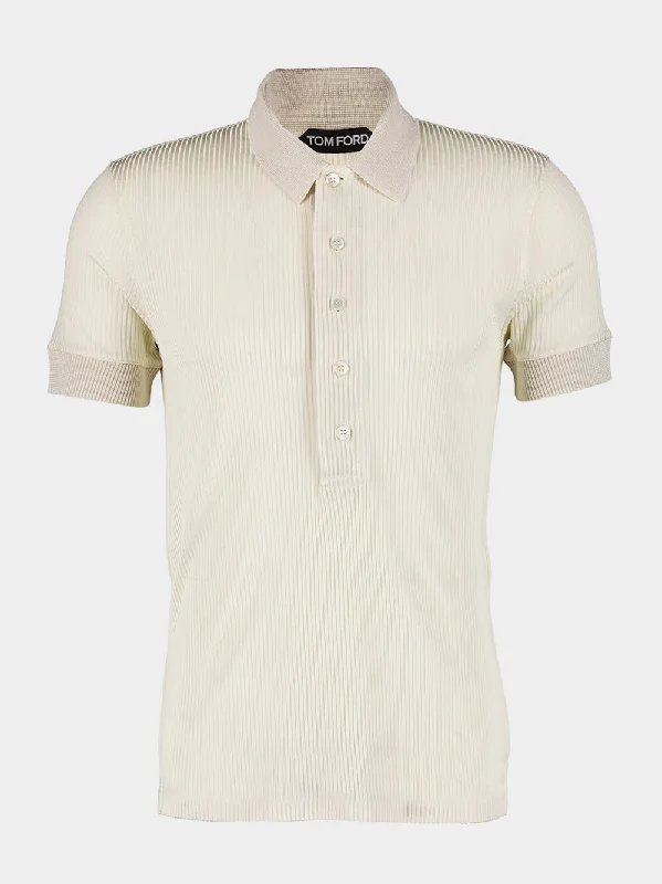 Women's clothing anniversary-Textured Ivory Polo Shirt