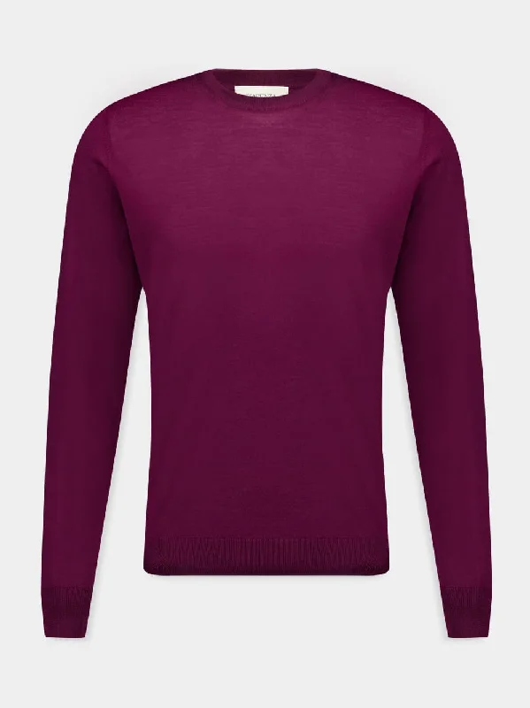 Women's clothing price-Burgundy fine merino wool crewneck