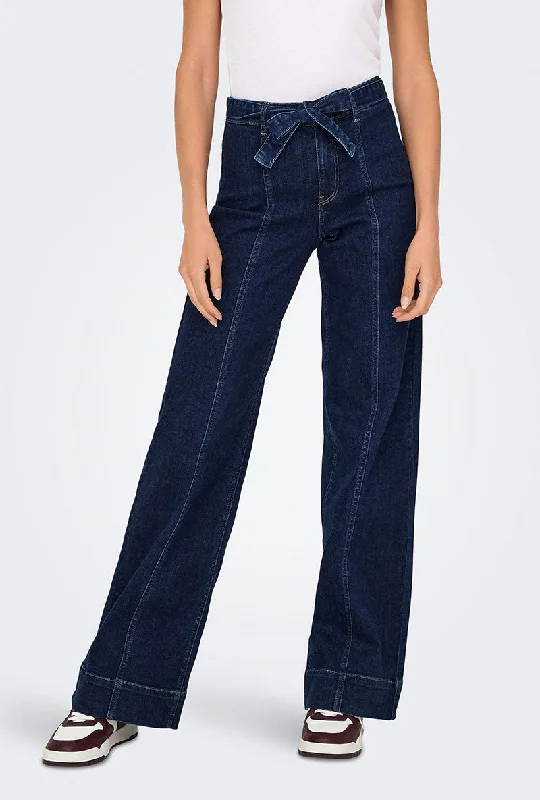 Bottoms with running gear-ONLY MADISON BLUSH HW WIDE BELT JEANS