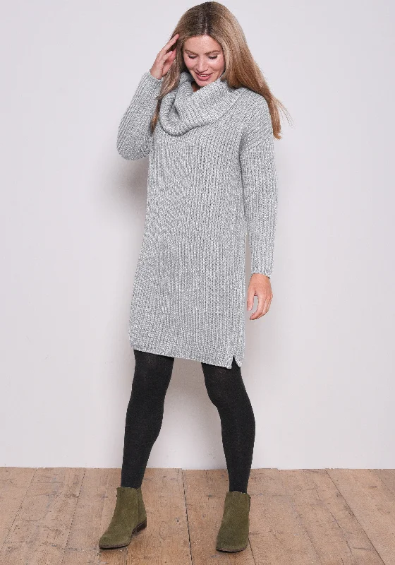 Chiffon airy dresses-Chunky Roll Neck Jumper Dress