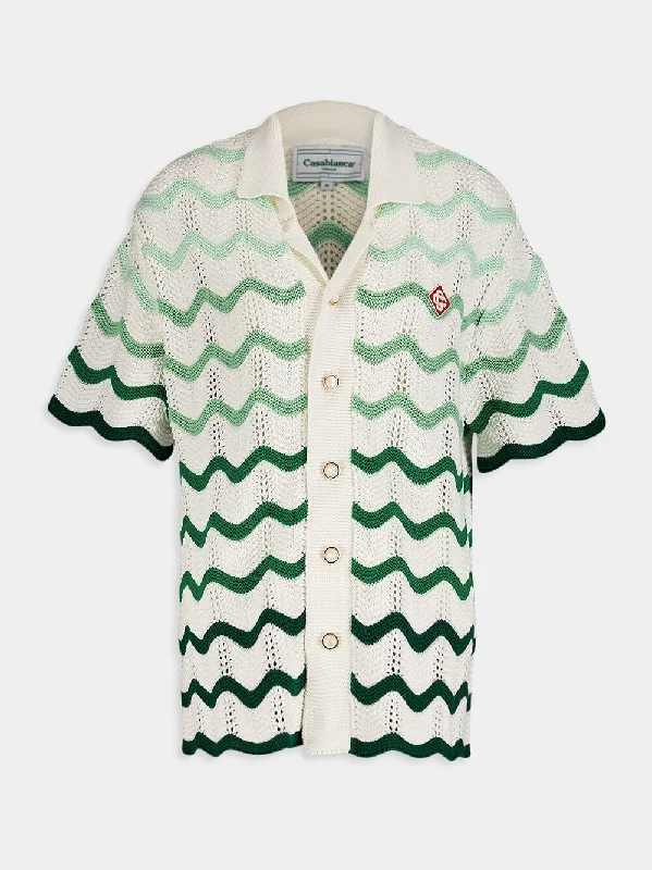 Women's clothing power-Wave Pattern Knit Shirt