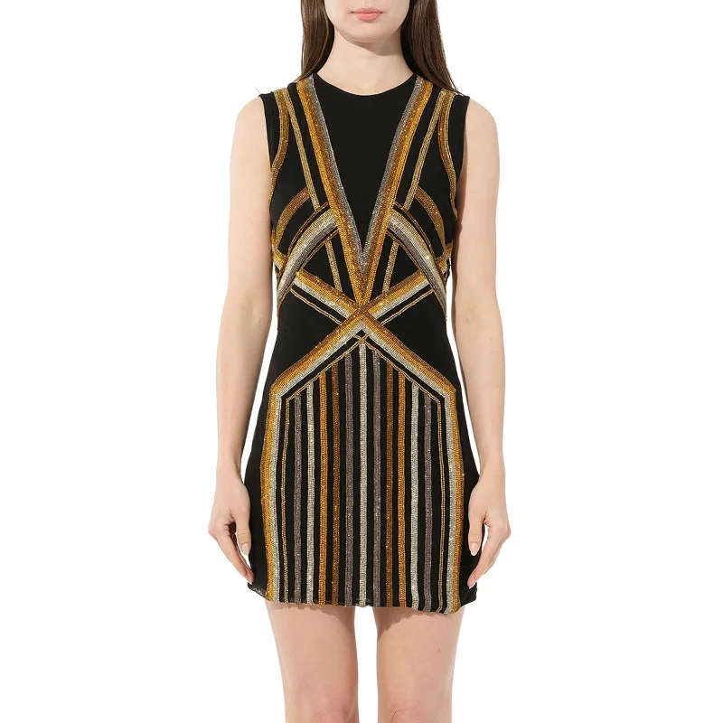 Short sleeve breezy dresses-Dress in Black/Gold