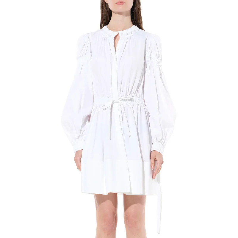 Smooth silk dresses-Abito Poplin Dress in White