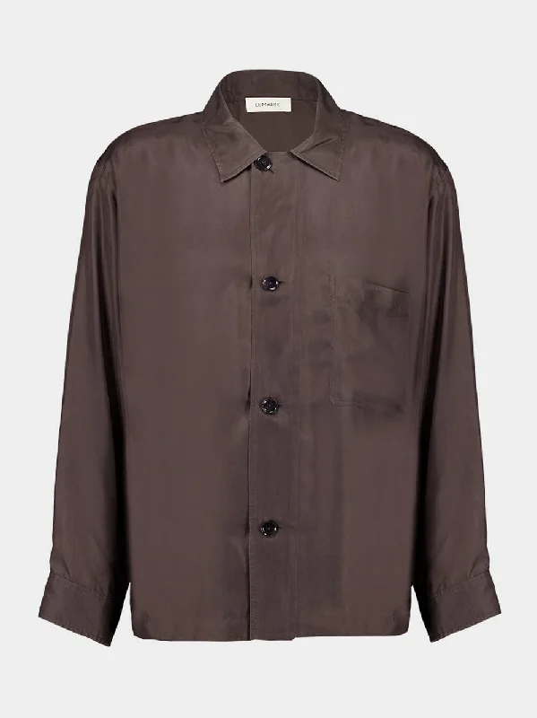 Women's clothing mid-tier-Espresso Silk Pyjama Shirt