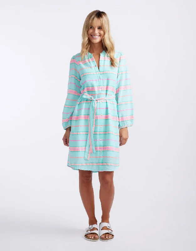 Trendy street dresses-Balmy Nights Dress - Mint/Neon