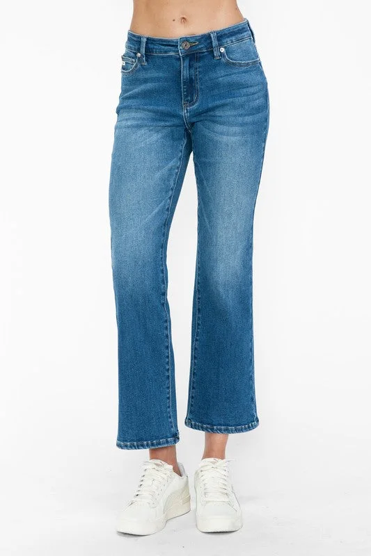 Bottoms with fitted leg-bytos Full Size Cat's Whiskers Mid Rise Ankle Jeans