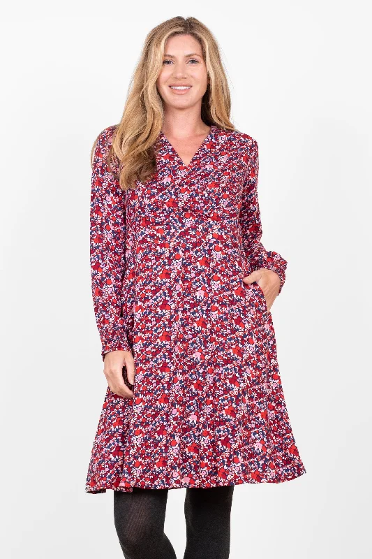 Green forest dresses-Mixed Berry Floral Wrap Dress