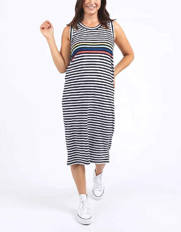 Outdoor light dresses-Lyric Tank Dress - Navy/White Stripe