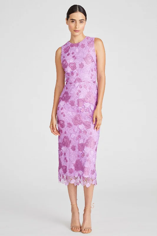 Casual summer dresses-Monique Lhuillier Soraya Lace Short Dress in Lilac Pearl