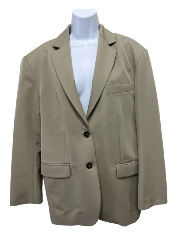 Jackets curb chic-Anine Bing Size Medium Khaki Green Wool Long Sleeve Flap Pockets Blazer Jacket