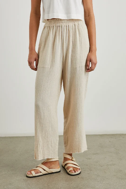 Bottoms with anti wrinkle-LEON CROP PANT - FLAX