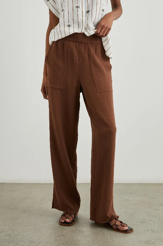 Bottoms with breathable weave-LEON PANT - CACAO