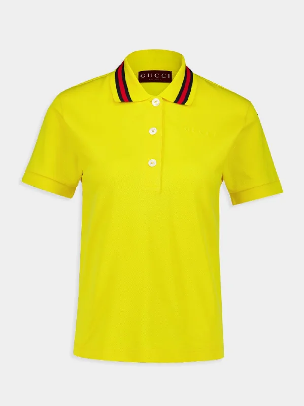 Women's clothing online deals-Yellow Piquet Polo Shirt