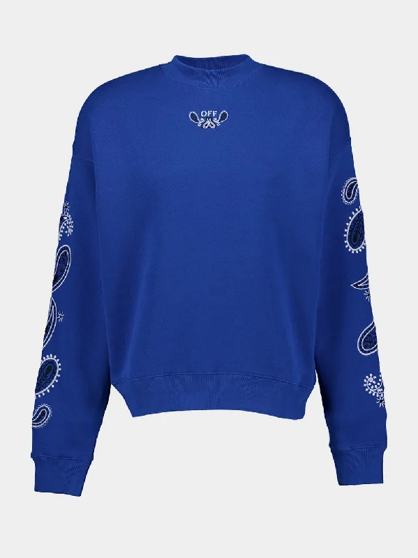 Women's clothing special day-Blue Bandana Crewneck