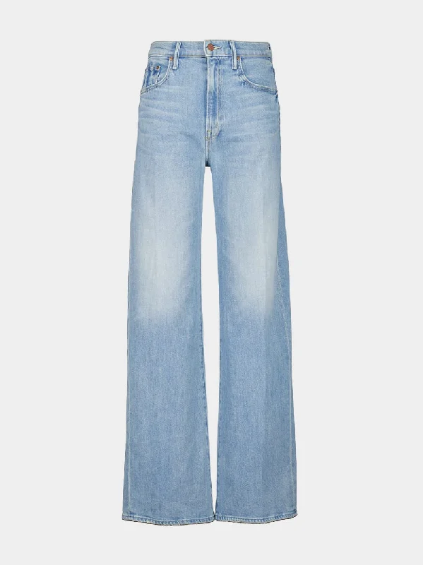 Women's clothing edgy styles-Light Blue Wide-Leg High-Rise Jeans