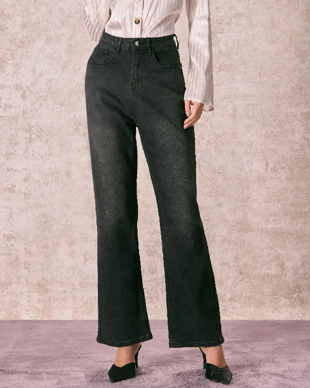 Bottoms with belt included-The Black High Waisted Wide Leg Jeans