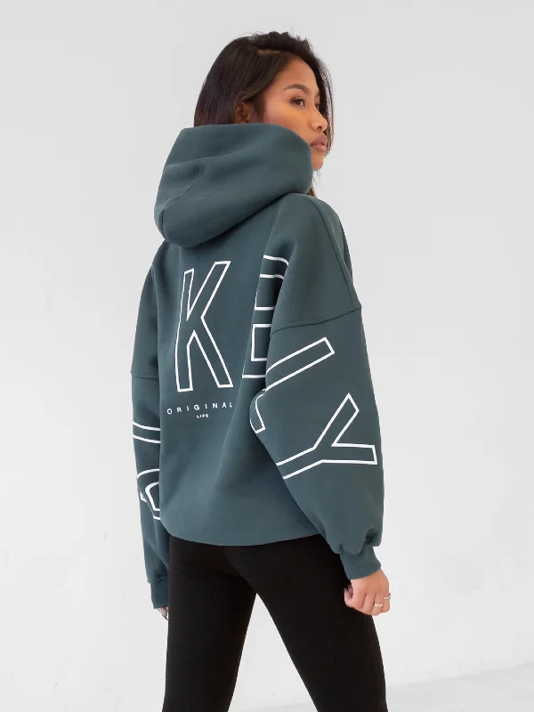 Even-hem hoodies & sweatshirts-Outline Isabel Oversized Hoodie - Teal Green