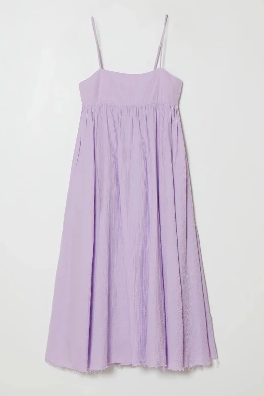 Purple satin dresses-Atelier Delphine Arquette Dress in Lavender Fog