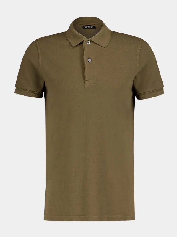 Women's clothing adaptable-Olive Piqué Polo Shirt