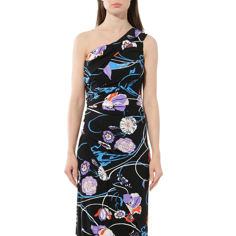 Sapphire sleek dresses-Floral Lng Dress in Celeste