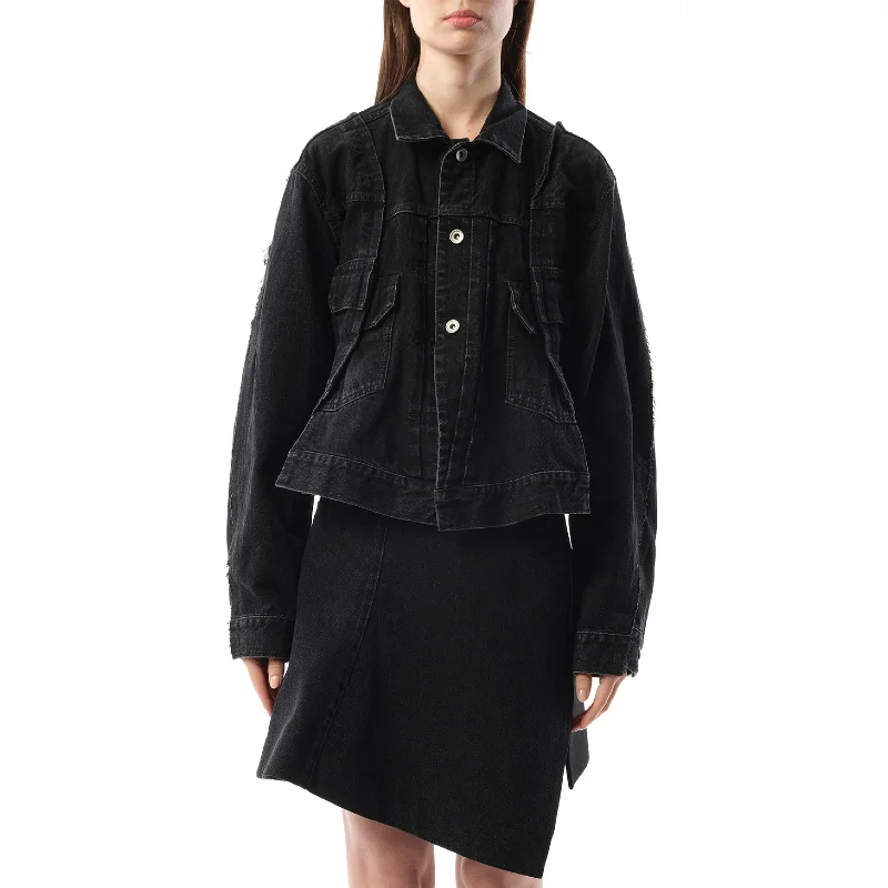 Jackets flick vibe-Reconstructed Denim Jacket in Black