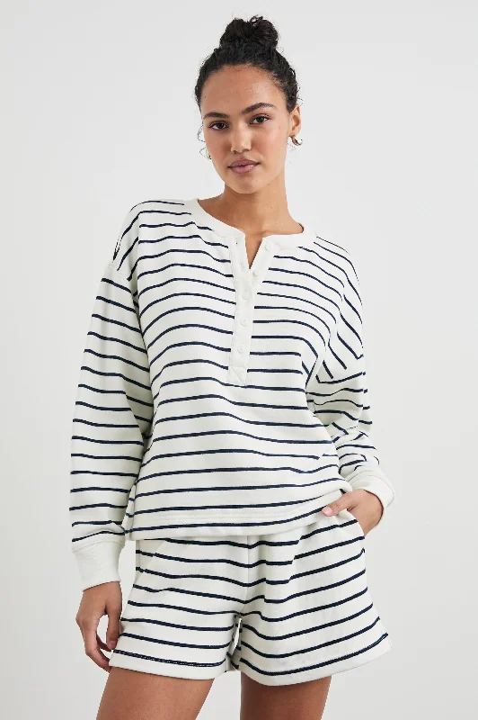 Windproof hoodies & sweatshirts-JOAN SWEATSHIRT - SAILOR STRIPE NAVY