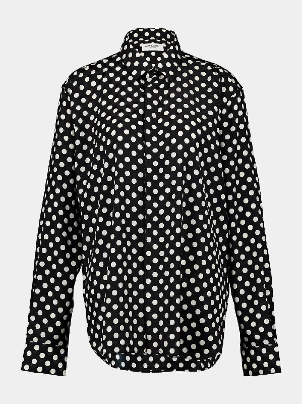 Women's clothing oversized-Polka Dot Silk Shirt