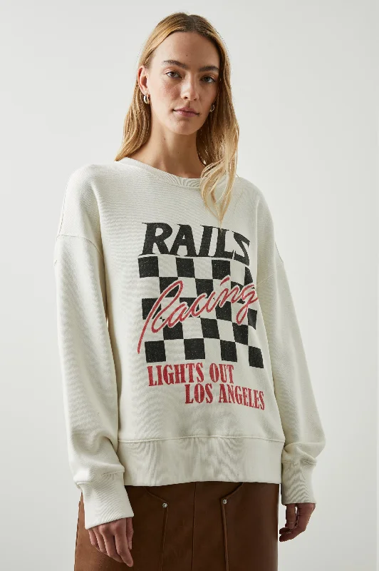 Quirky hoodies & sweatshirts-RELAXED CREW SWEATSHIRT - IVORY RAILS RACING