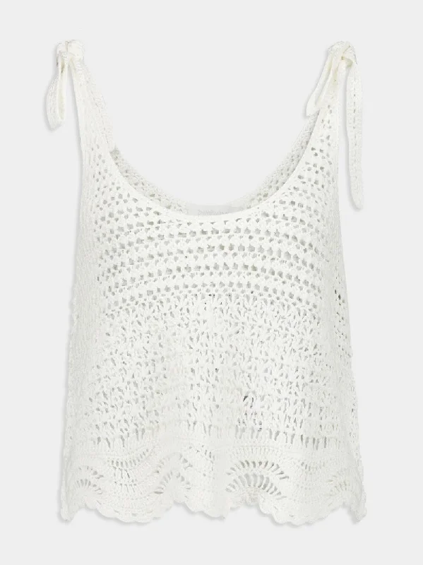 Women's clothing individuality-Ivory Lightburst Textured Swing Tank