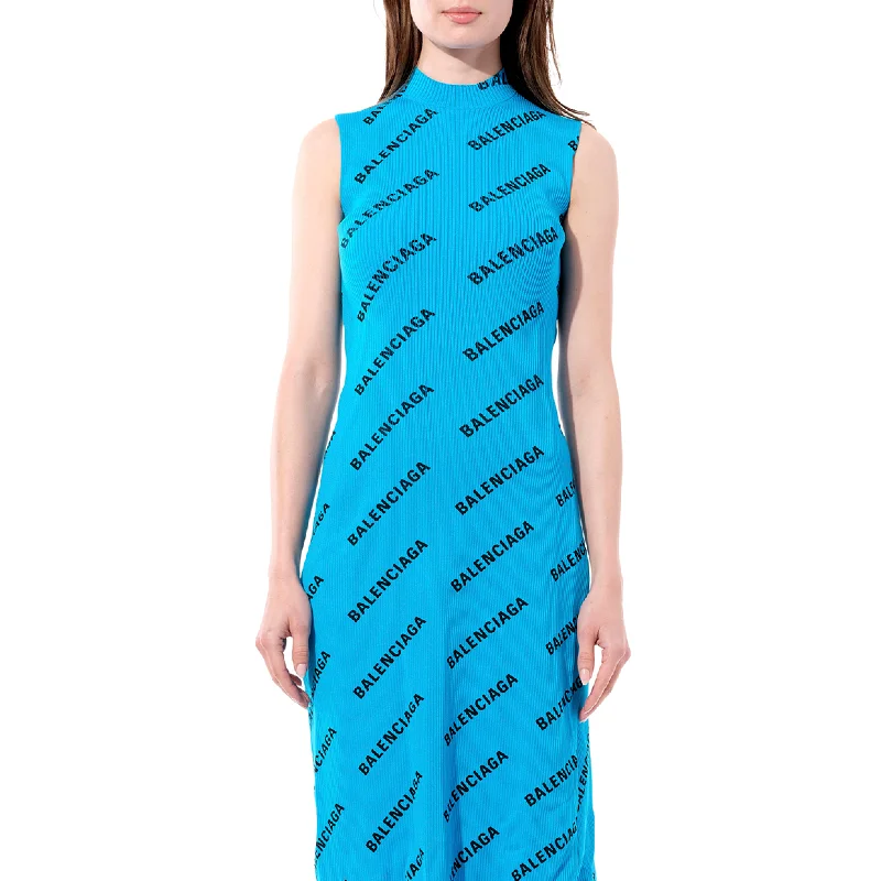 Cotton cool dresses-Logo Wrap Dress in Turqoise