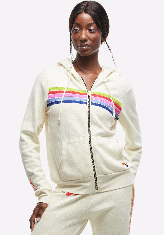 Short-trip hoodies & sweatshirts-Peloton x Aviator Nation 5 Stripe Zip Hoodie