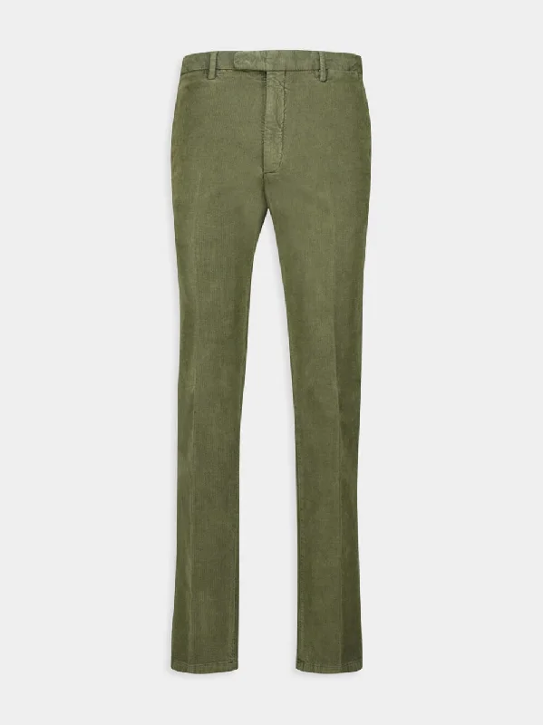 Women's clothing team wear-Green Classic Fit Trousers