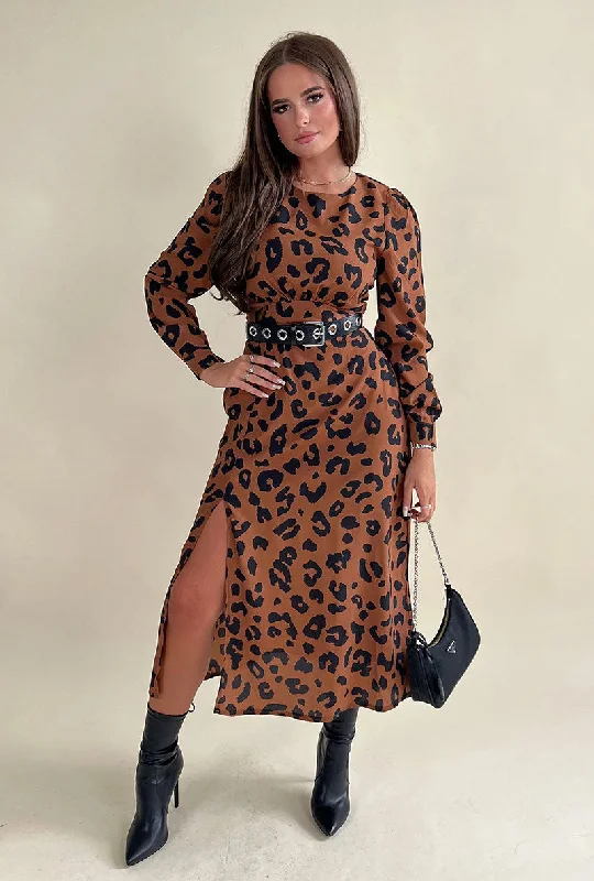 Warm autumn dresses-GIRL IN MIND ASHANTI LEOPARD DRESS