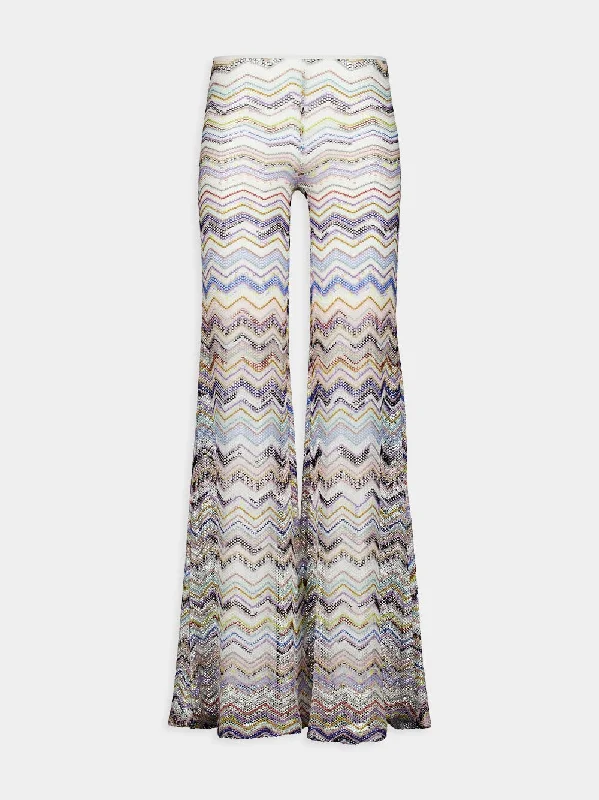 Women's clothing quality picks-Zigzag Flared Trousers