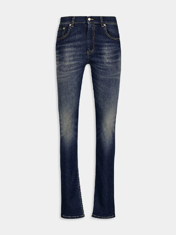 Women's clothing trending-Classic Faded Jeans