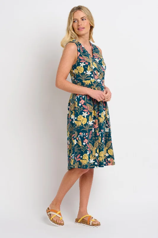 Aqua turquoise dresses-Botanical Jungle Wrap Dress