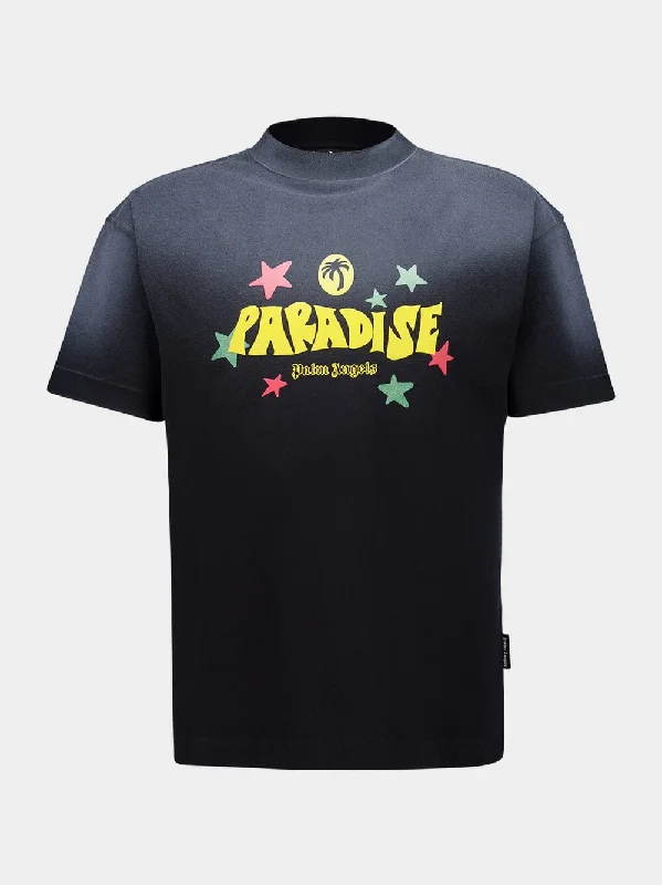 Women's clothing short sizes-Black Paradise Crew Neck T-Shirt