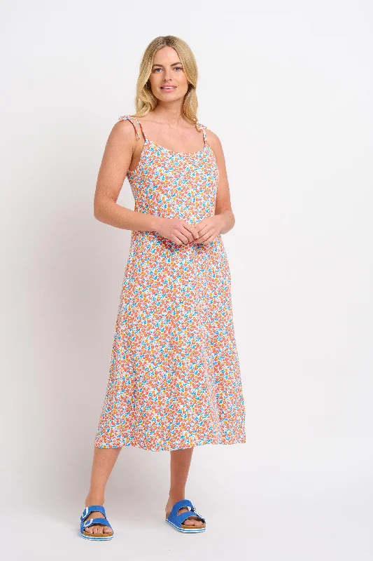 Halter neck dresses-Whimsical Floral Strappy Dress