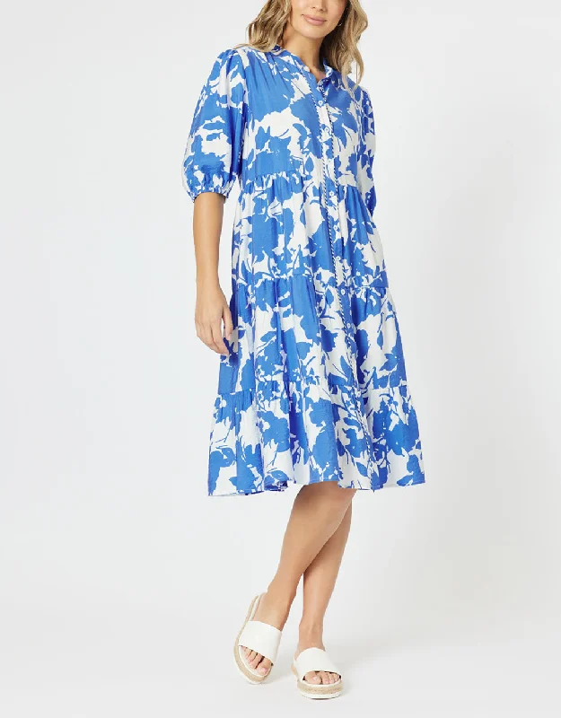 Monochrome calm dresses-Florida Mini Dress - Blue