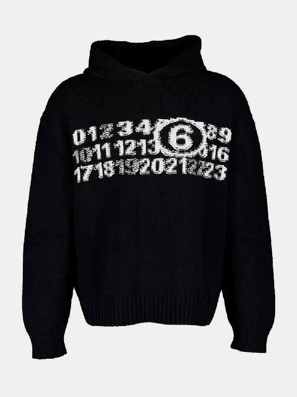 Women's clothing splurge-worthy-Number Motif Hooded Jumper