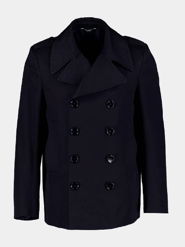 Women's clothing budget-friendly-Double-Breasted Wool Pea Coat