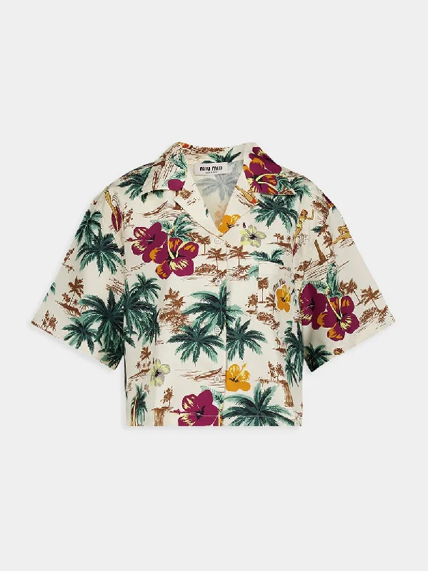 Women's clothing closet-Tropical Silk Floral Shirt