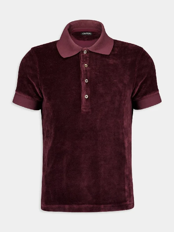 Women's clothing Pinterest-Burgundy Modal Velour Polo Shirt